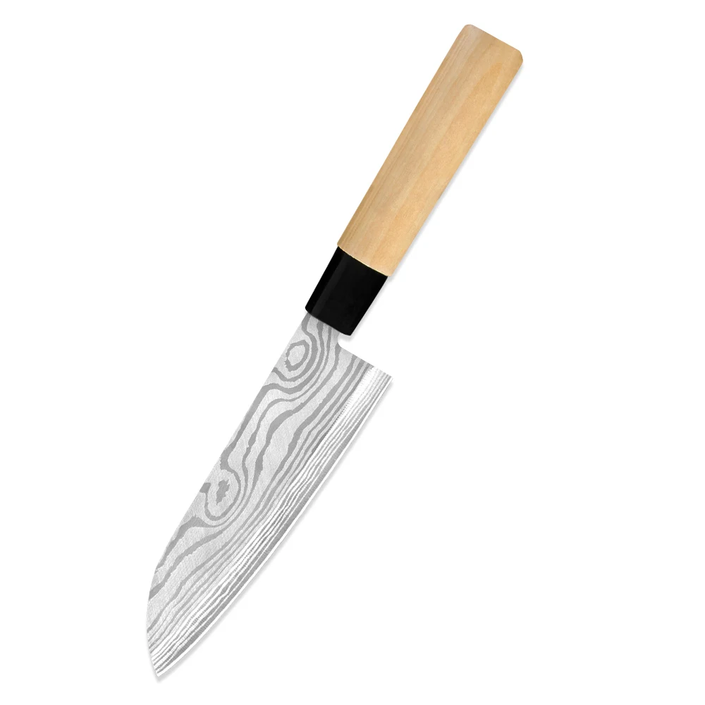 C.6.5 santoku knife XYj 4 шт набор ножей из нержавеющей стали 6,5 ''шеф-повара сантоку 9'' нож сашими дамасский узор Лезвие Рыба суши Кухня инструмент - Цвет: C.6.5 santoku knife