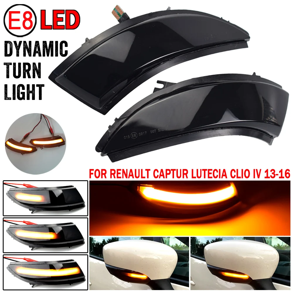 

2pcs For Renault Clio IV 2013-2018 Dynamic Turn Signal Light LED Side Mirror Sequential Indicator