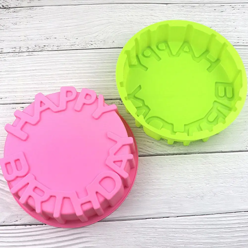 

Large Round Silicone Cake Baking Mold Cake Decoration Birthday Pan For Happy DIY Baking Tools Pastry Kitchen Tool Bakeware M6E0