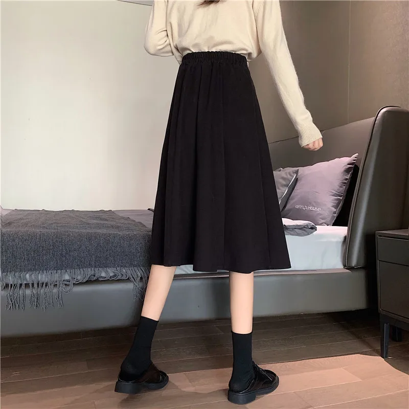 

South Korea Harajuku high waist skirt female button casual loose A-line skirt female elegant and fashionable