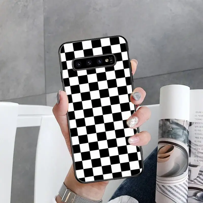 

Black and white checkerboard Phone Case For Samsung Galaxy S5 S6 S7 S8 S9 S10 S10e S20 edge plus lite