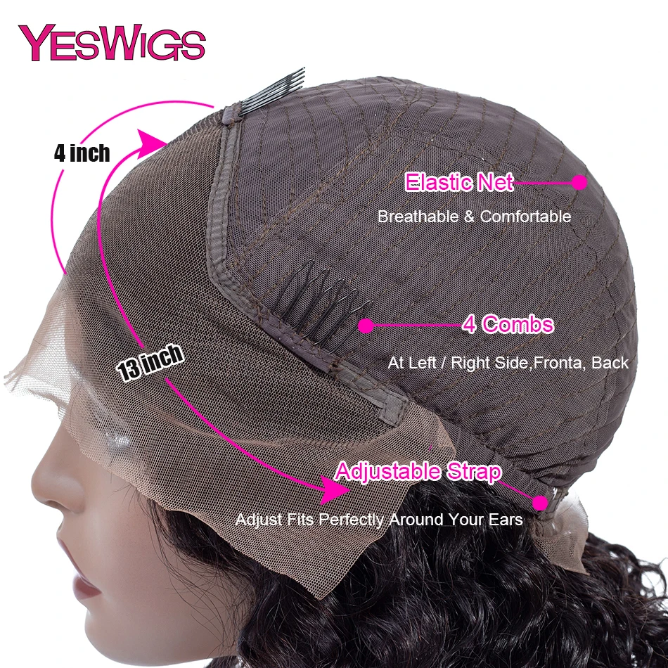 Вьющиеся парики из натуральных волос для черный Для женщин 13x4 Короткие