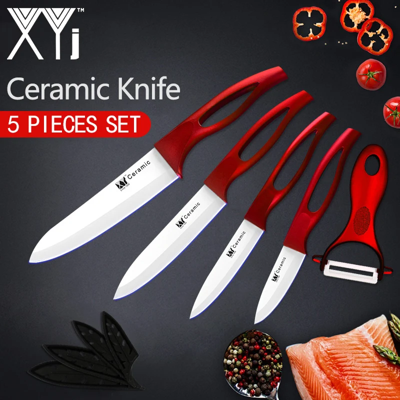 Red H White Blade XYj керамический нож, кухонный нож, набор для приготовления пищи " 4" " 6" дюймов+ Овощечистка, красивое лезвие, нож для очистки овощей, фруктов, нож для шеф-повара, кухонные инструменты - Цвет: Red H White Blade