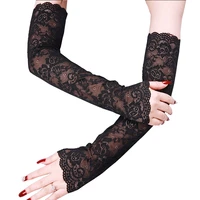 elastic sleeve ladies driving gloves summer women sexy lace gloves sunscreen long lace fingerless mittens covered scar wholesale