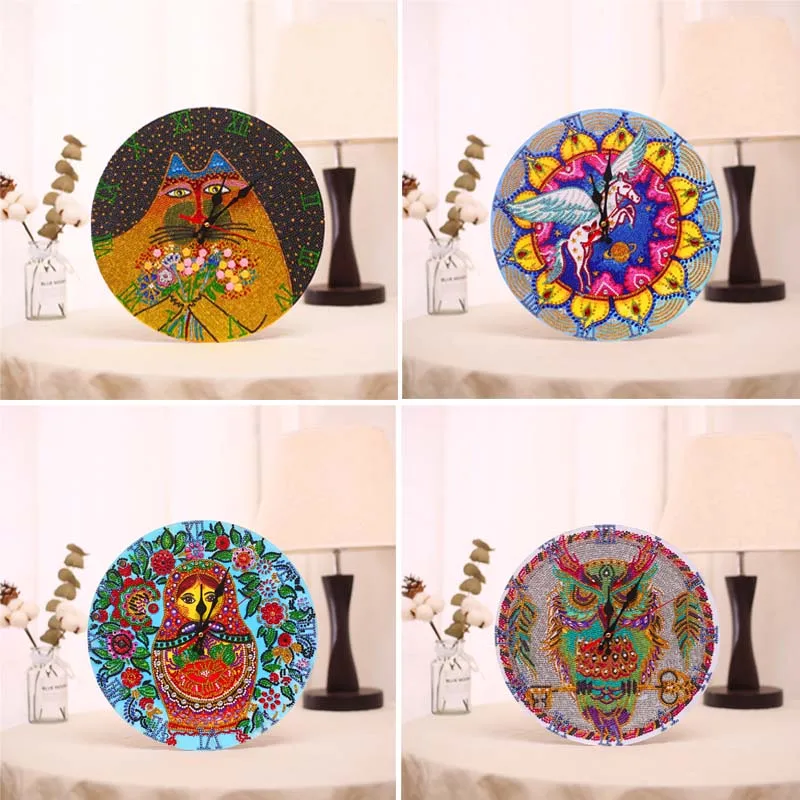 Новинка 3D настенные часы специальной формы с алмазной вышивкой Сова единорог 5D