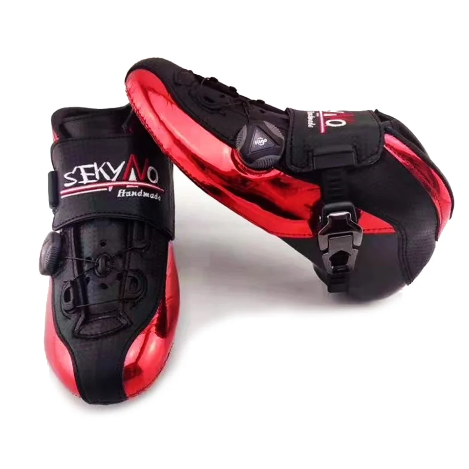 black red Самоблокирующиеся скоростные роликовые коньки, европейские размеры 29-45, углеродное волокно, профессиональная обувь для соревнований, гоночных коньков, Patines - Цвет: black red