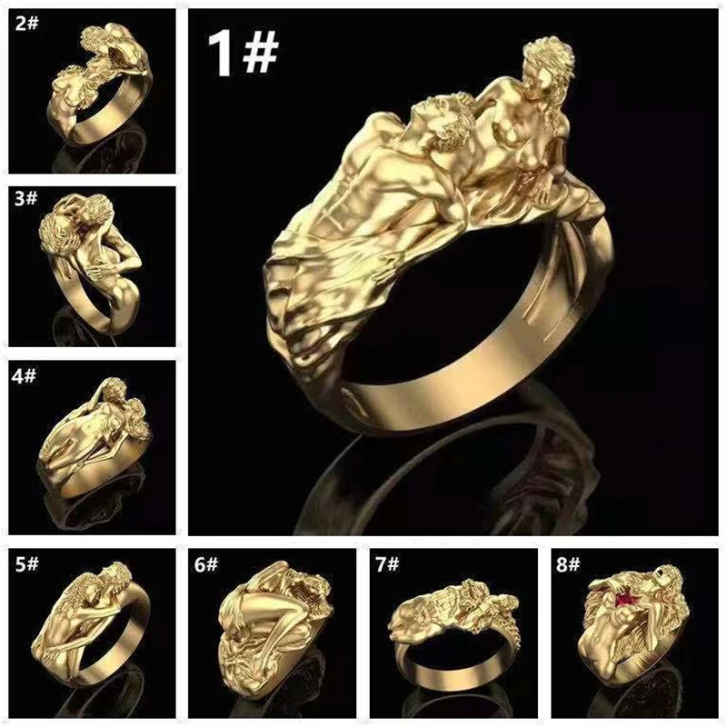 Винтажное женское золотое кольцо обручальные кольца Адама Евы свадебные