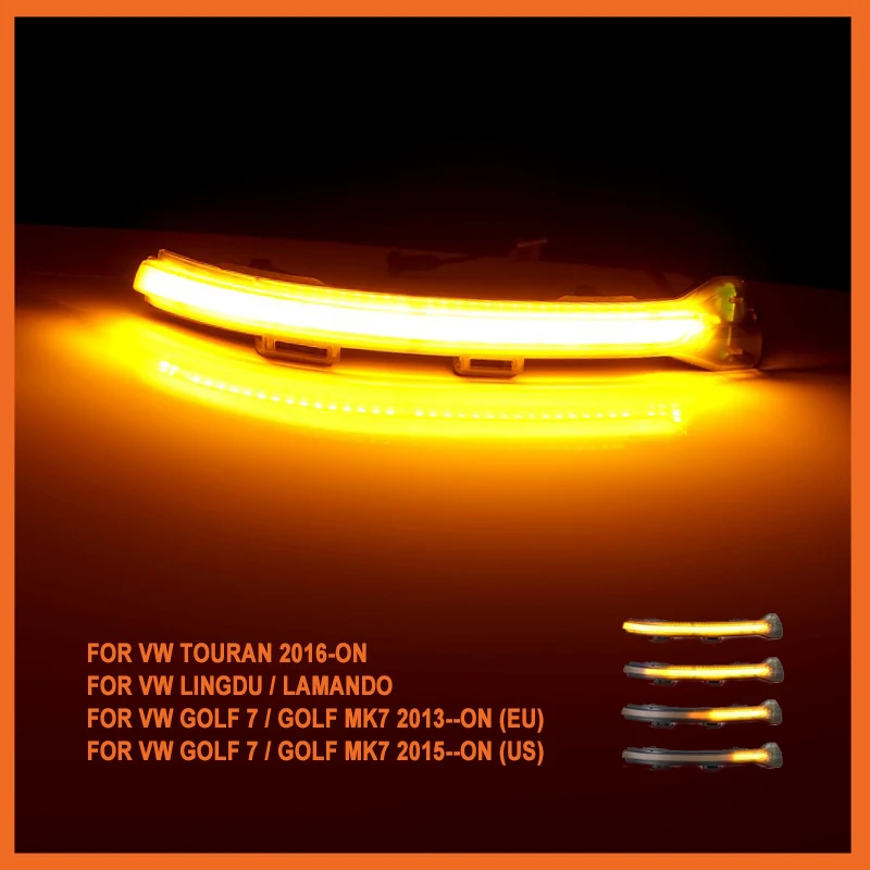 

2Pcs Car LED Rearview Mirror Turn Signal For VW Golf MK7 Touran 2016-on Lamando Dynamic Indicator Sequential Blinker Lamp