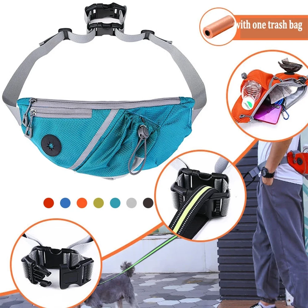 

2021 Pet Dog Snack Bag Dog Leashes Waist Bag Pets Walking Pocket Bag Outdoor Sports Running Phone Toy Carrier Bag Puppy Supplies