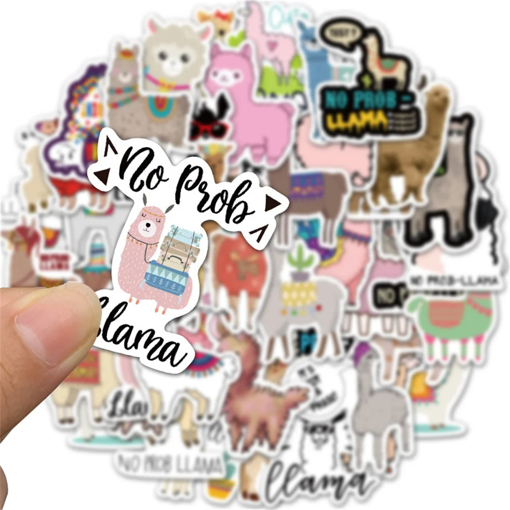 

10/30/50PCS Cartoon Cute Animal Grass Mud Horse Alpaca Graffiti Sticker Notebook Waterproof Guitar Decoration Toy Wholesale