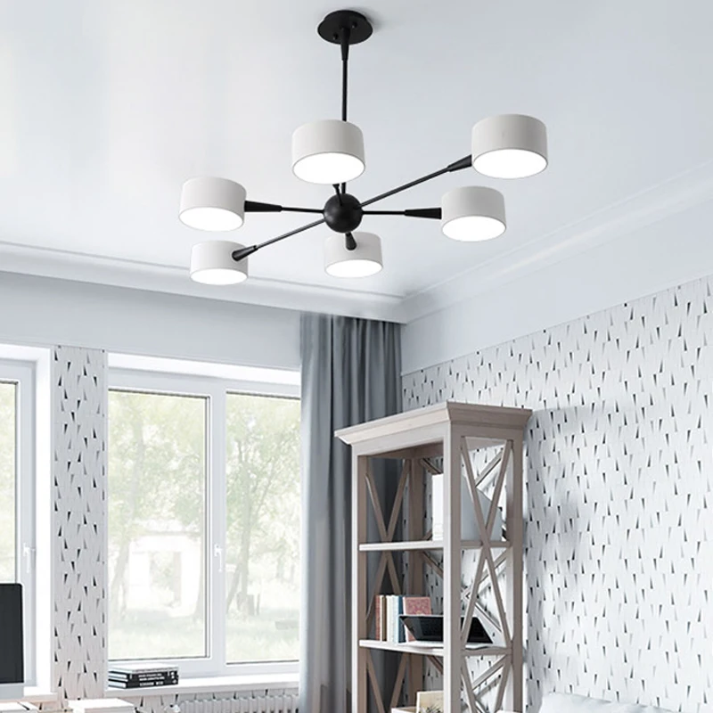 

Nordic modern led restaurant kitchen white chandelier, living room bedroom minimalist decorative chandelier