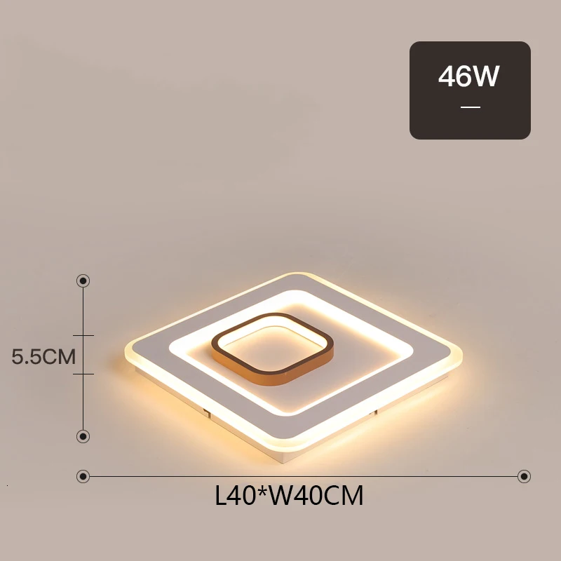 L40xW40CM Квадратный/прямоугольный современный светодиодный потолочный светильник, блестящий светодиодный потолочный светильник для гостиной, спальни, светодиодный светильник, монтируемый на поверхности потолочный светильник s - Цвет корпуса: L40xW40CM