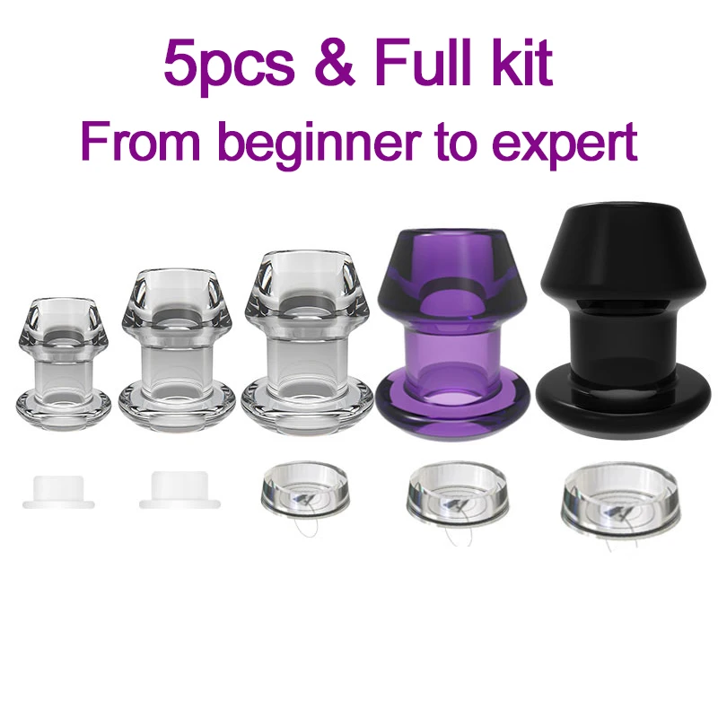 

5pcs Hollow Anal Plug Kit Huge Buttplug Men Prostate Massage Sex Toys Plastic Butt Plug Enema Anal Shower Rectal Speculum Vagina