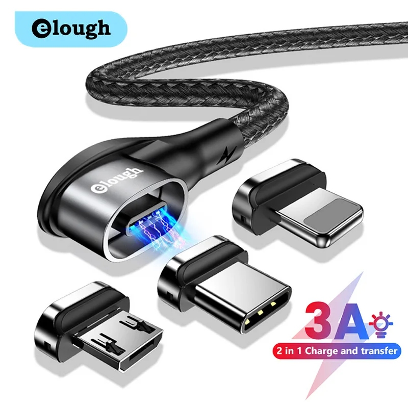 

Магнитный кабель Elough USB Type-C Micro USB C, кабель для быстрой зарядки для iphone 13, 12, 11, Xiaomi Poco, Huawei, Samsung, провод для передачи данных, шнур