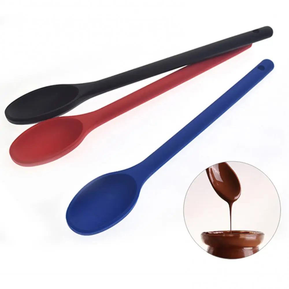 One Piece Design Food Stirring Cooking Tool Non-stick Silicone Long Handle Mixing Spoon Kitchen Utensil Tools | Дом и сад