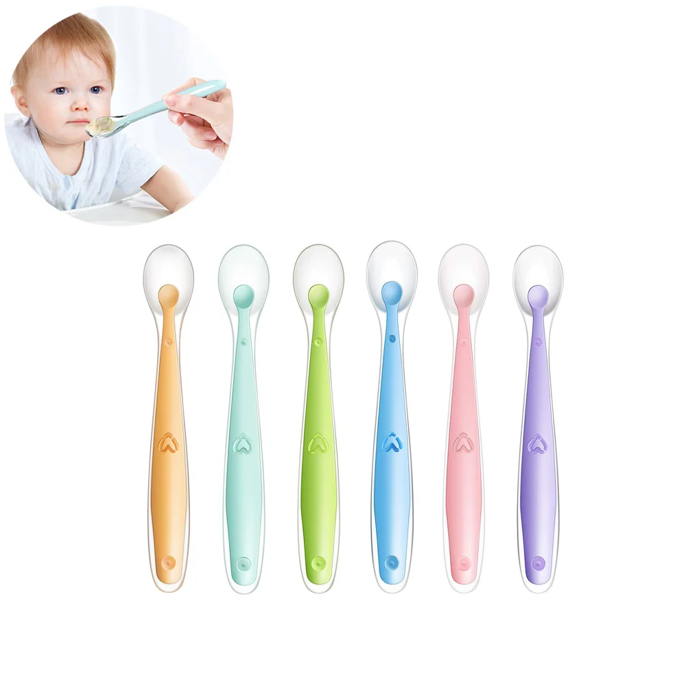 

Silicone Soft Spoon Temperature Sensing Baby Feeding Spoon Learn to Eat Training Children Cutlery Utensils for Kids Toddler