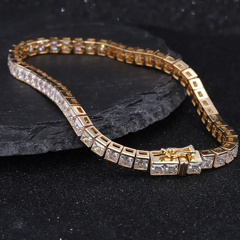 Браслет для тенниса под заказ розовое золото 14 к размер 3x3 мм браслет принцессы