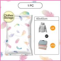 storage bags cute feathers pattern compression vacuum bags for clothes organizer manual blankets reusable space saver seal bag