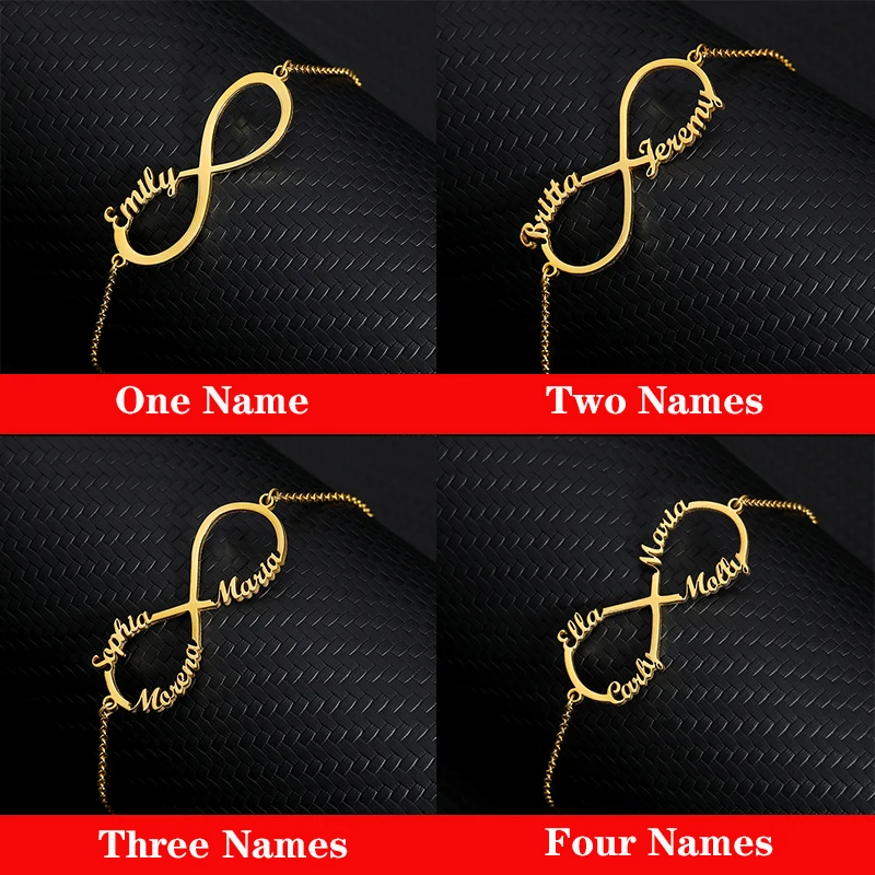 Customized Infinity Name Bracelet Silver Gold Chain Stainless Steel Custom Couple Jewelry For Women Men Personalized Nameplate B | Украшения