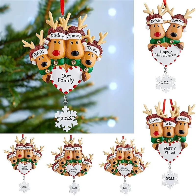 

DIY Reindeer Family Christmas Cute Hanging Ornament Merry Xmas New Year Home Garden Decorations