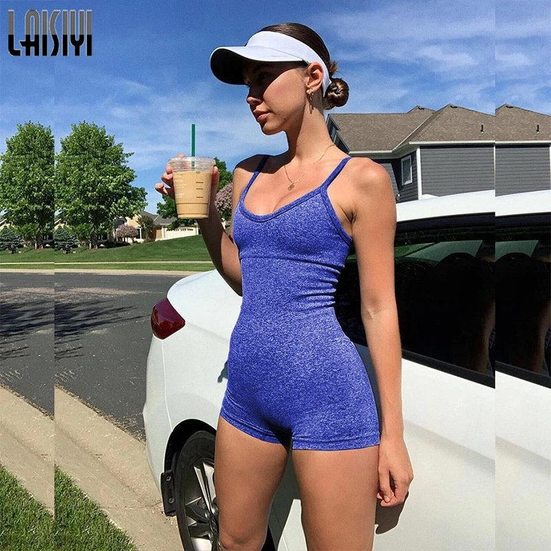 Женский Облегающий комбинезон без рукавов LAISIYI черно-белый пикантный летняя