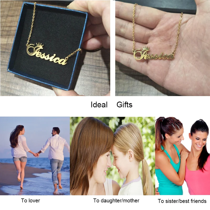 Ожерелье с именем короны для женщин персонализированная цепь табличкой из