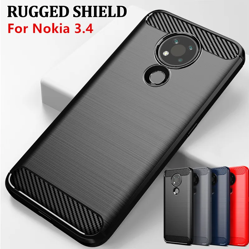 Силиконовый чехол Whyes для Nokia 3 4 противоударный из углеродного волокна ТПУ