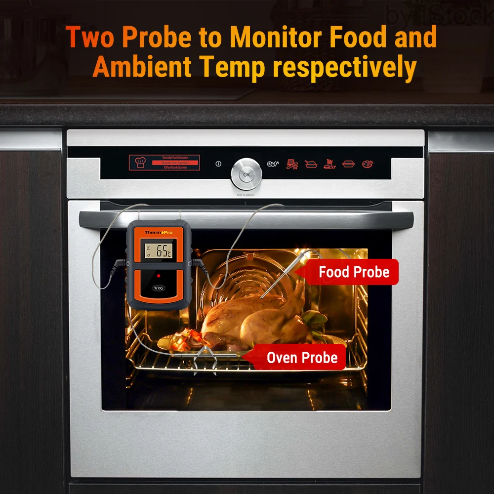 ThermoPro TP-08S 90 м дистанционный беспроводной Кухонный Термометр с двойным зондом для барбекю, курильщика, гриля, духовки, мяса с таймером