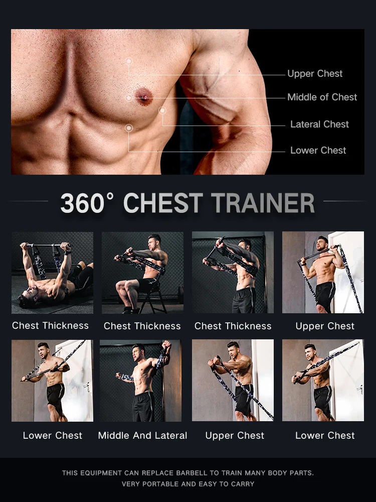 

Resistance Band Bench Press Push Up Removable Chest Muscle Builder Arm Expander Home Workouts Gym Pull Rope Fitness Travel Rod