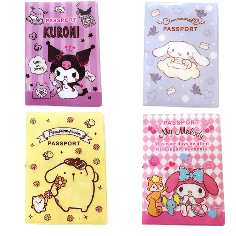 20 см мультяшный Kawaii Sanrios Cinnamoroll Kuromi Mymelody Pvc портативный чехол для паспорта