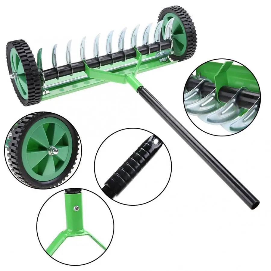 

Lawn Aerating Roller Garden Lawn Aerator Outdoor Garden Lawn Aerator with Long Handle Spike Type Heavy Duty Grass Roller