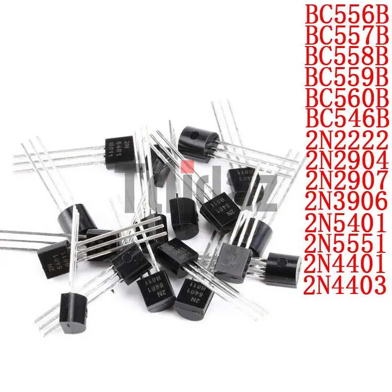 100 шт. BC556B BC557B BC558B BC559B BC560C BC546B 2N2222 2N2904 2N2907 2N3906 2N5401 2N5551 2N4401 2N4403 новый
