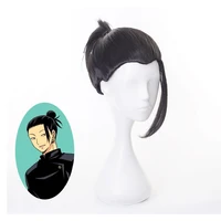 anime jujutsu kaisen cosplay wig geto suguru black tie hair ponytail high temperature material party carnival dress up wig