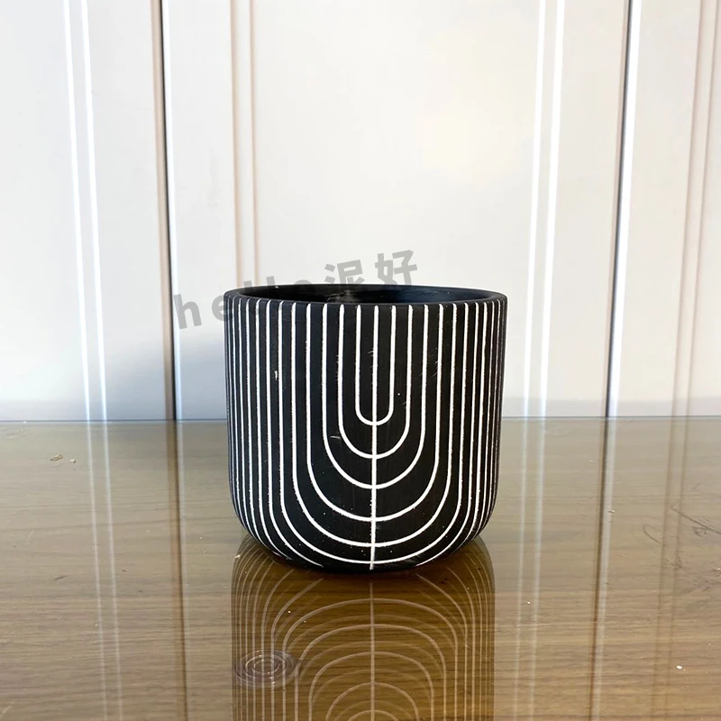 Силиконовая форма для цементного цветочного горшка цилиндрический узор