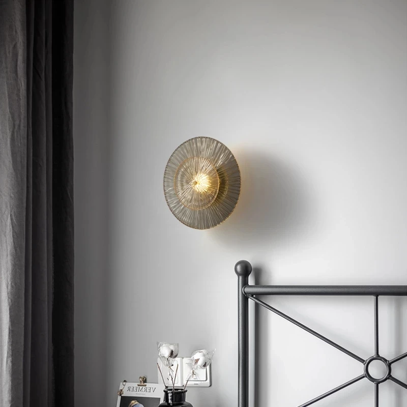 

Light luxury simple personality creative design living room copper wall lamp Postmodern TV background wall bedroom bedside lamp