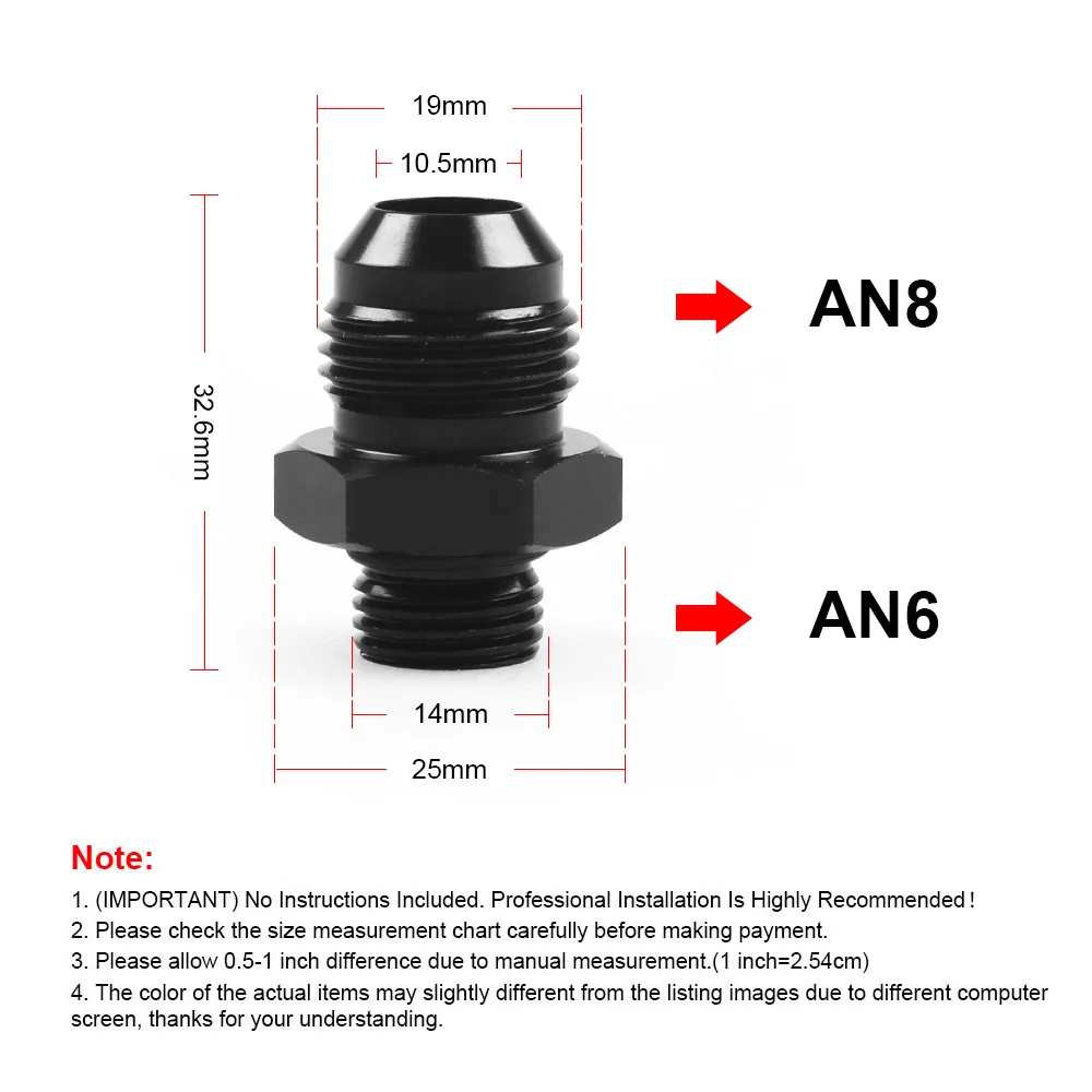 ORB-6 уплотнительное кольцо Boss AN6 6AN to AN8 8AN переходник черный BX101909 | Автомобили и