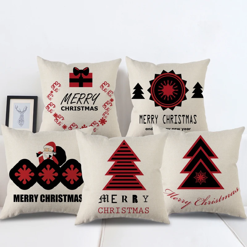 

45cm Merry Christmas Cushion Cover Pillowcase 2021 Christmas Decorations For Home Xmas Noel Ornament Happy New Year 2022