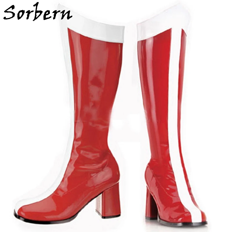 

Sorbern Knee High Boots Women Low Heels Sailor Cartoon Anime Shoes Moon Block Heel Cosplay Boots Custom Leg Fit
