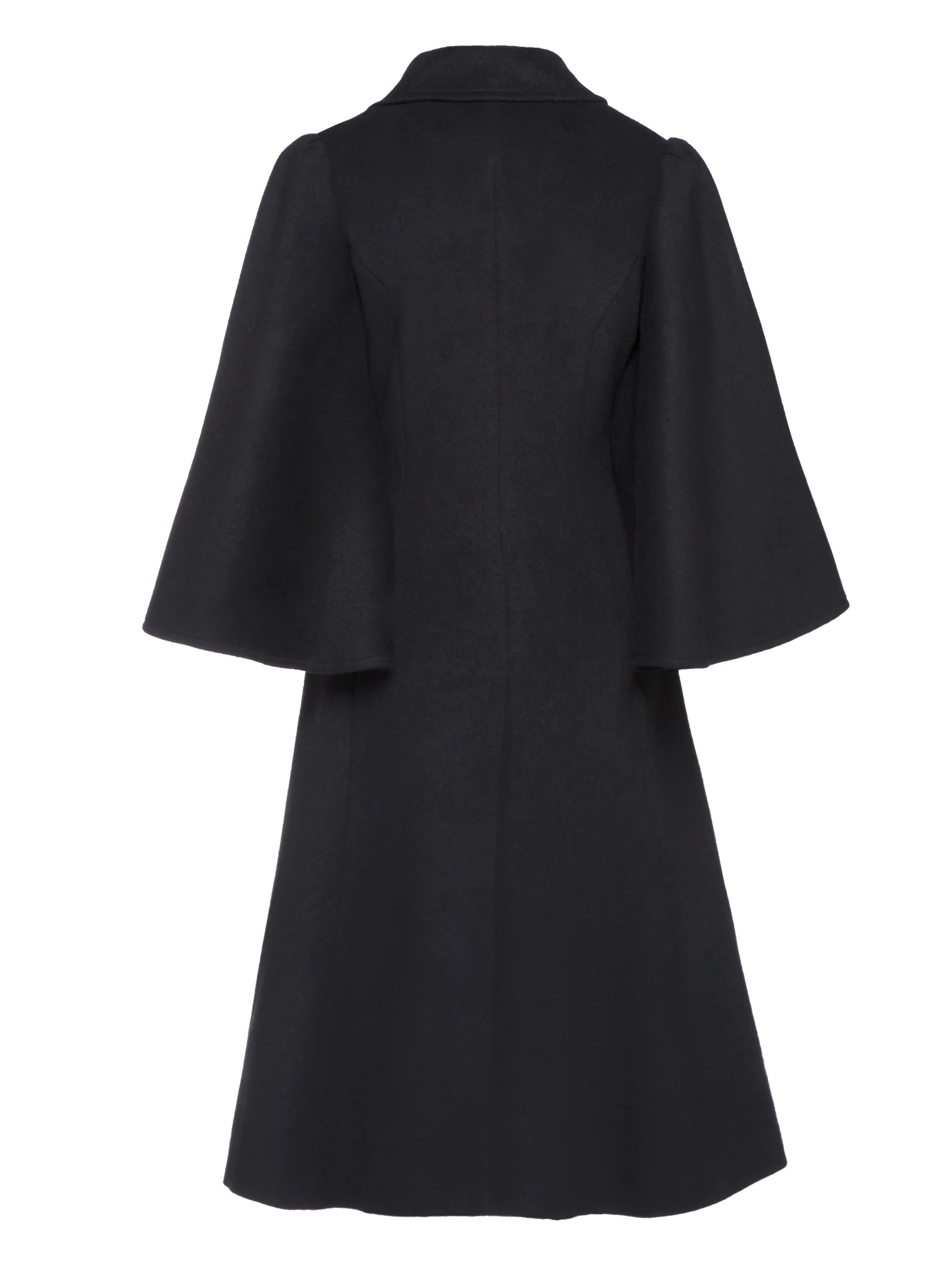 Осенне-зимнее винтажное длинное шерстяное пальто для женщин однотонное черное