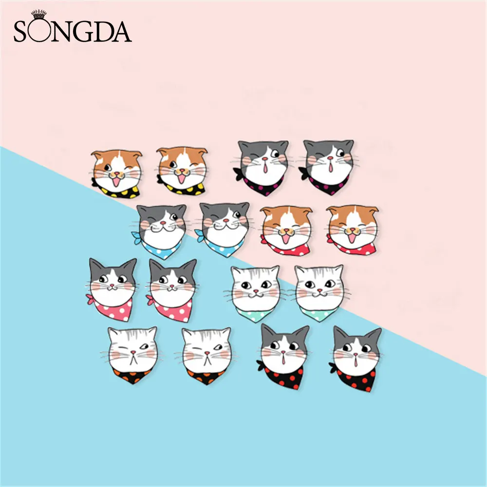 Милые акриловые серьги с мини-рисунком кошки из эпоксидной смолы художественным