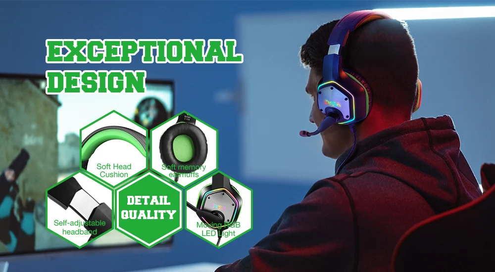 Eksa e1000 gaming headset 7.1 surround sound