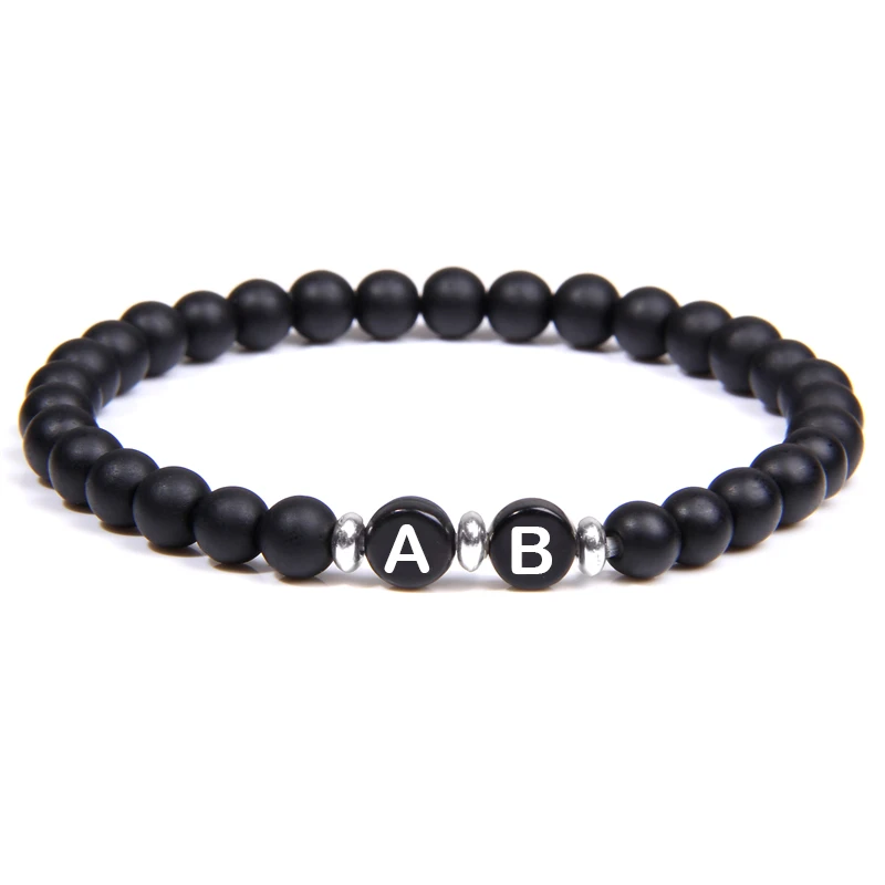Изготовленный На Заказ A Z браслет с буквами натуральный 6 мм из говлита для женщин
