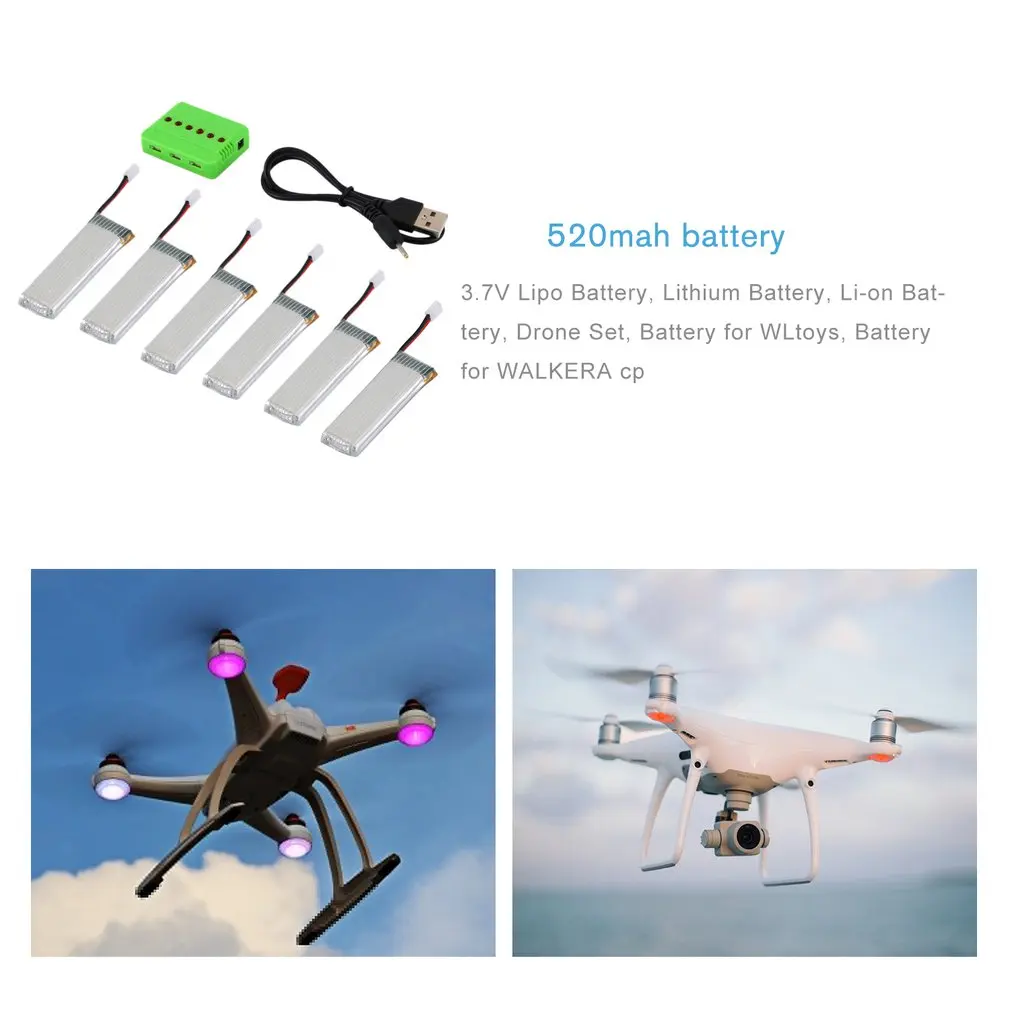 3.7V 520mAh 35c Rechargeable Battery Drone Lipo RC Lithium for WLtoys V977/V966/V930/XK-K110 WALKERA cp | Игрушки и хобби