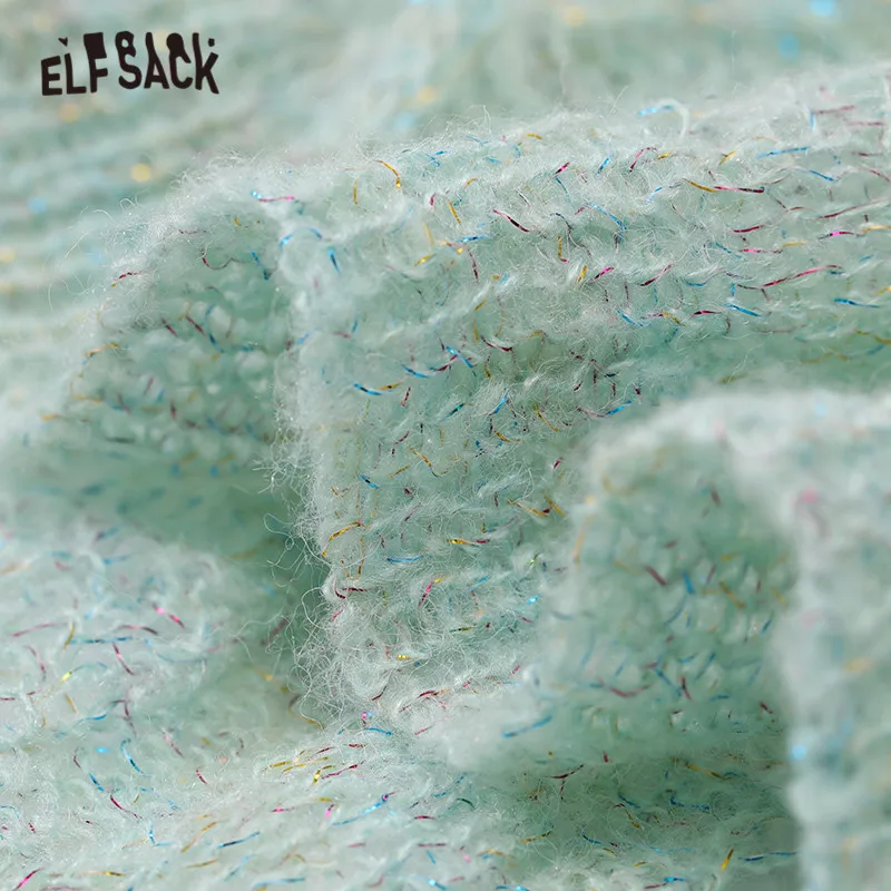 Женский свитер с длинными рукавами ELFSACK белый Повседневный трикотажный пуловер