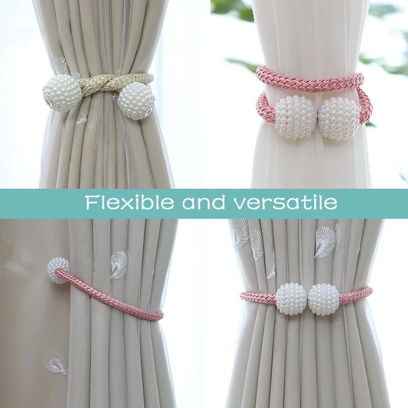 Магнитный зажим для штор держатель с жемчужинами подвесной круглой веревкой