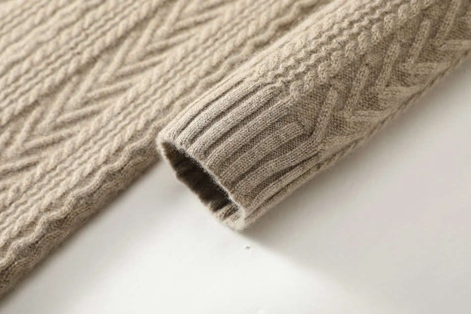 RMORE Inner Mongolian Cashmere цельное платье для женщин Зимний толстый пуловер половина-водолазка с разрезом сбоку ребристый кабель 7 калибра вязаный