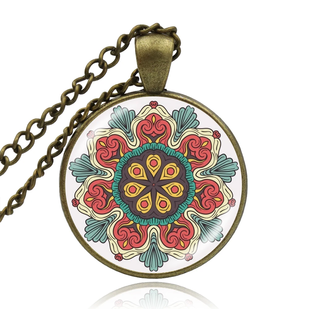 KARAIRIS ожерельлье ручной работы из Яги символ ом буддизм мандала стеклянный