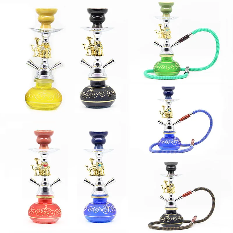 

Арабских Портативный Стекло желтовато-коричневый кальян маленький кальян трубы набор наргиле, чичас с наргиле шланг чаша уголь щипцы дыма ...