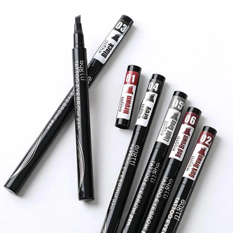 

6 Colors Microblading Eyebrow Tattoo Pen 4 Forks 3D Brown Eye Natural Pencil Long Brow Tint Lasting Tip Waterproof E7N3