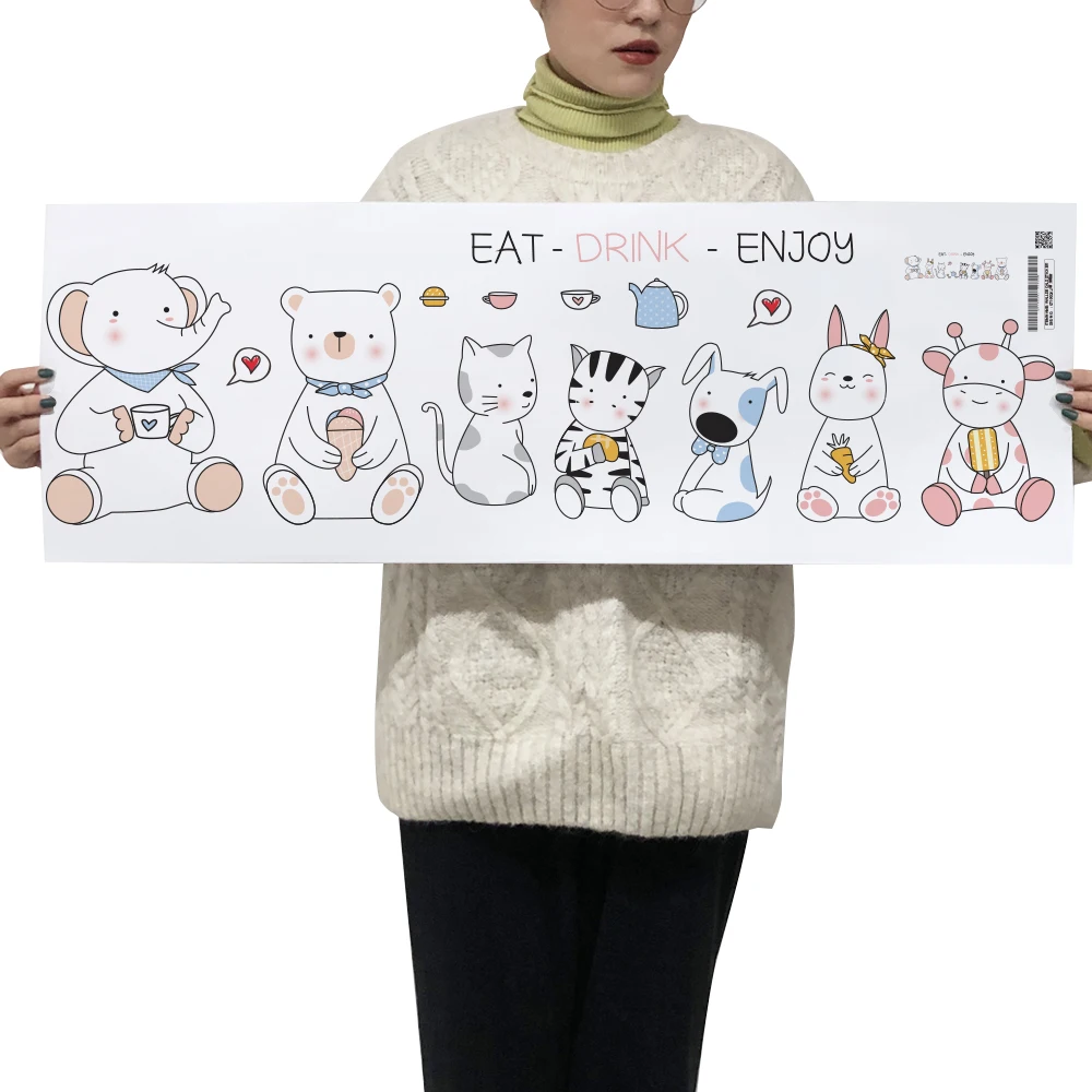 

Color Wall Stickers Cartoon Animal Decals For Home Decoration Study Office Cute Stickers QT1902